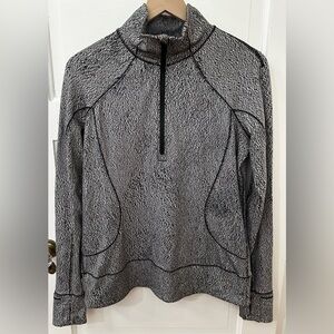 Lululemon Rush Hour 1/2 Zip Spray Jacquard White Black Sz 10
